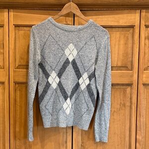 Vintage Original Penguin Gray and White Argyle Silk Blend Sweater